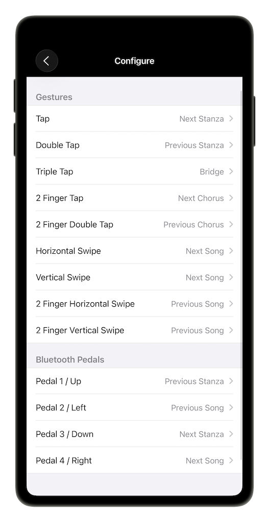Configure commands to control SongSheet Pro